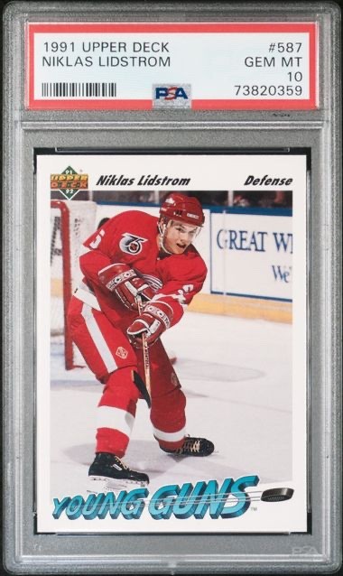 Nicklas Lidstrom - 1991 UD Young Guns RC #587 - Rookie HOF - PSA 10 NEW SLAB!