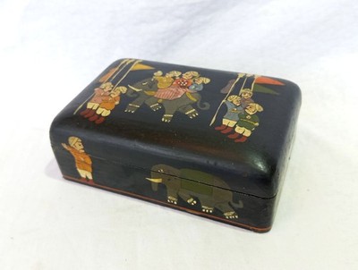 Lackdose Vintage Schmuckdose Wooden Box Handbemalt Mid Century 