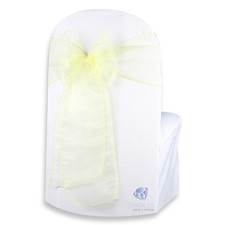 20 pcs Organza Chair Cover Bow Sash 108"x8" - Yellow - Wedding Party Banquet xr