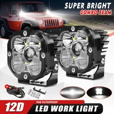 2PCS 3Inch LED Pods Fog Light Bar Spot Flood Driving For Jeep OFFROAD SUV 4WD