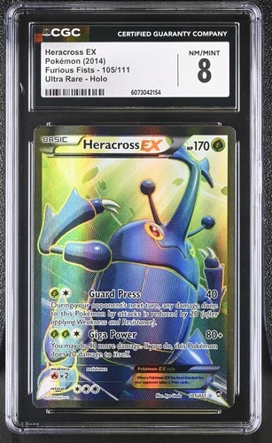 CGC 8 Heracross EX 2014 Furious Fists 105/111 Ultra Rare Holo Pokemon Card