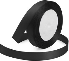 Black Ribbon 5/8 Inches X 25 Yards, Black Satin Fabric Silk Ribbon for Gift Wrap
