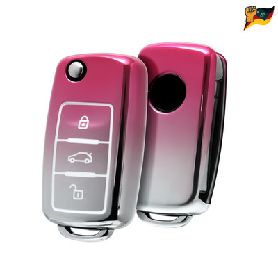TPU Schutzhülle VW Golf Key Box 3-Button Farbverlauf Pink