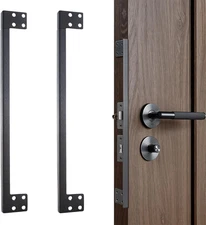 2PCS 11" L-Shaped Door Latch Guard Plates Matte Black Home Security Lock