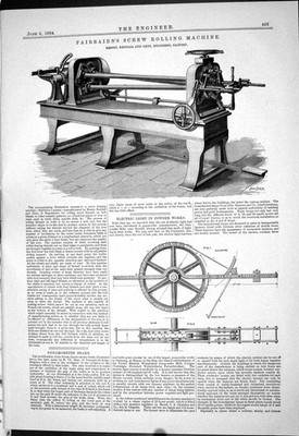 Alte Fairbairn Schraubenwalzmaschine Kendall Gent 1884 elektrisches Licht viktorianisch