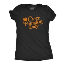 Womens Crazy Pumpkin Lady T Shirt Funny Halloween Fall Autumn Graphic Novelty