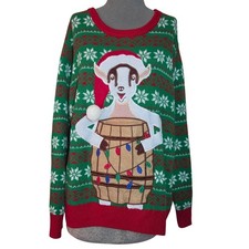 Green Christmas Holiday Ugly Goat Sweater Size XXL