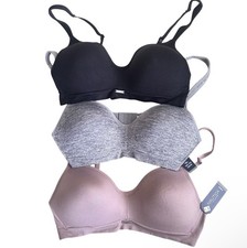 NEW Nautica 3pk Super Soft Wireless 36 C Bras Active Athletic Work Lounge Comfor