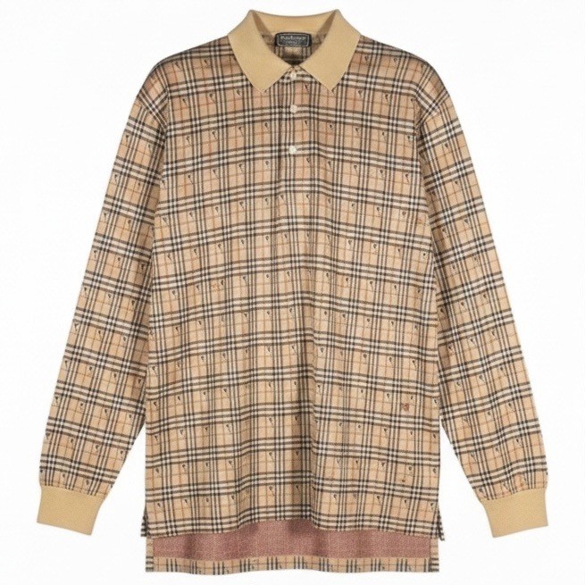Burberry Shirt Mens Medium Rugby Polo Vintage 90s Check Plaid Long