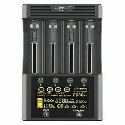 LiitoKala Lii-600 Battery Charger 4 Channel Li-ion For Rechargeable Battery AAU