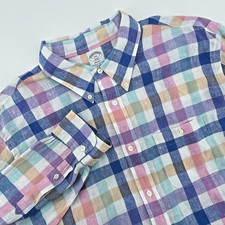 Brooks Brothers 1818 Regent Linen Shirt Mens XXL Pastel Plaid Button Down