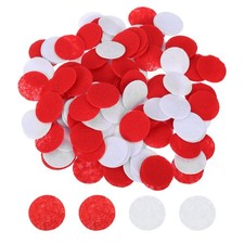 200Pcs 25mm 1" Round Felt Circles Non-Woven Felt Fabric Pads White/Red