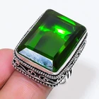 Natural Peridot Gemstone Handmade 925 Sterling Silver Jewelry Ring Size 7 k359