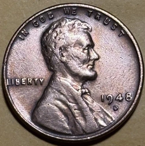 1948-D Lincoln Wheat Cent XF-AU Denver Mint Nice Luster Bright Free Shipping USA