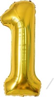 Geburtstag Zahlen Luftballon 1 Jahre | Gold Folienballon 1 XXL -Riesen