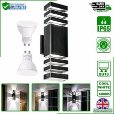 Up & Down Outdoor Wall Light 3 Layer Black IP65 Waterproof Aluminium Sconce