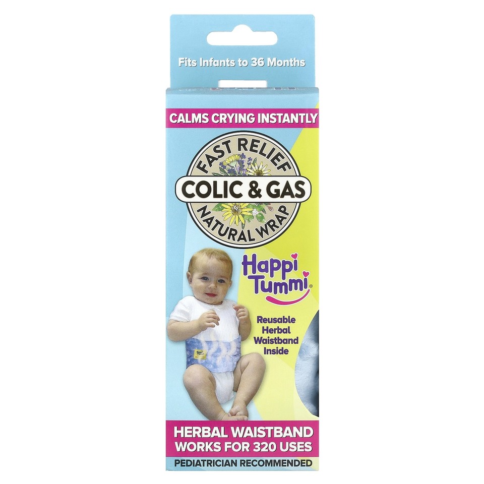 Fast Relief Colic & Gas Natural Wrap, Infants to 36 Months, Blue, 1 Wrap & 1