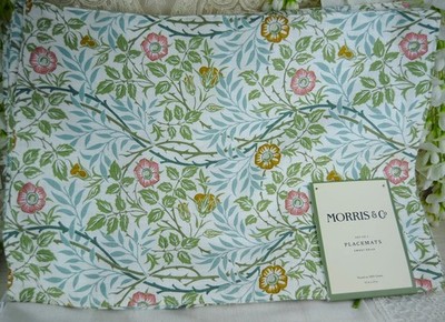 NEW SET 4 WILLIAM MORRIS & CO PLACEMATS (4) SWEET BRIAR  13 x 19 100% COTTON