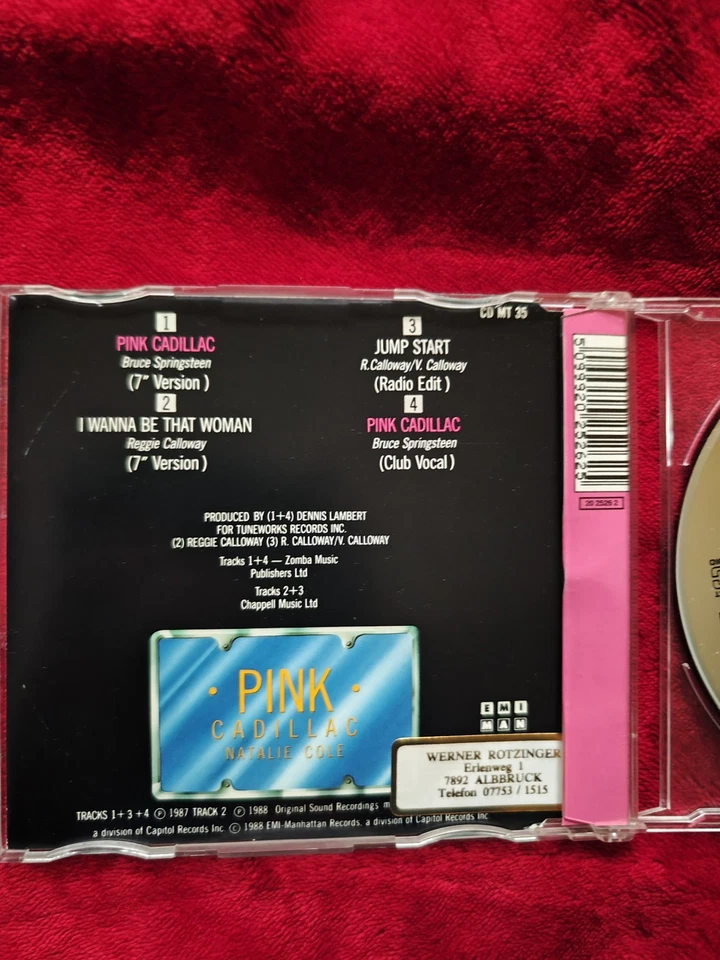CD Maxi-Single Natalie Cole-Pink Cadillac-4 Tracks (sehr gut) 1.063 - Bild 2 von 2