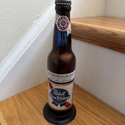 Pabst Blue Ribbon Display Metal Beer Bottle On Base Vintage Excellent Condition