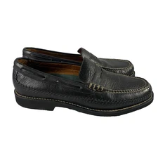 H.S. Trask Shoes Mens Size 12 W Black Leather Penny Loafers Vibram Gumlite Soles