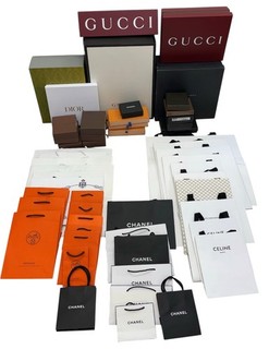 Auth Mixed Size/Brand Chanel Hermes Gucci etc Boxes & Bags 54 Piece Set NS051229