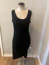 Ecavus Women's Black Ruched Sleeveless Midi Dress Size M Stretch Bodycon NWT