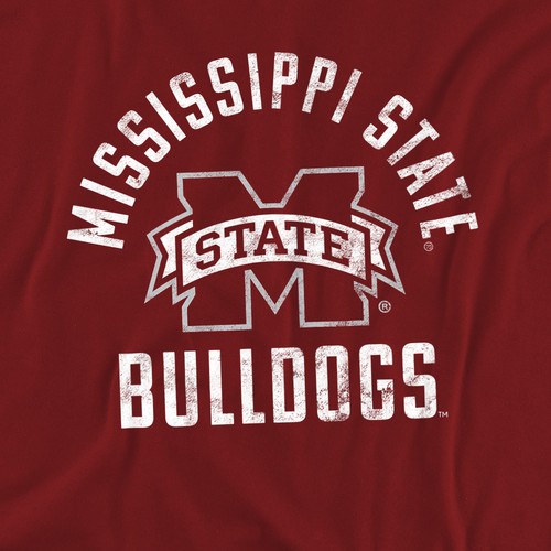 Mississippi State University Adult T-Shirt One Color Logo, Maroon, S-3XL