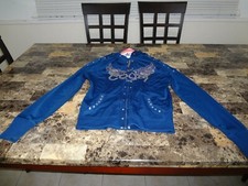 Coogi Junior's Long Sleeve Short Jacket Cotton Sz M Dark Blue H