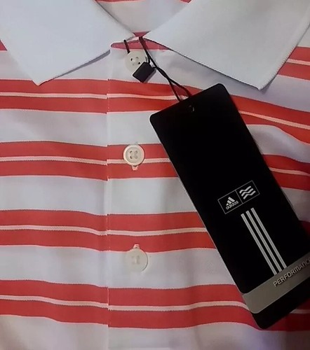 Adidas Golf Polo Collar Men Shirt Red White Stripe(SP3008F2)SIZE MEDIUM NWT $50 - Picture 10 of 16