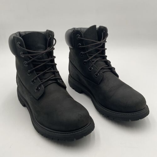 Timberland Boots Women’s Size 8 M Black Suede Leather Boots 8658A A0547 - Foto 1 di 23