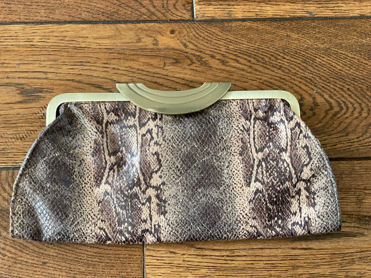 Beige snake print clutch bag sale