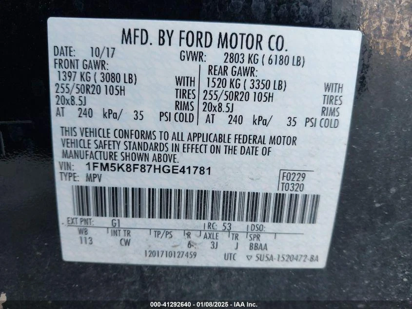 Used Front Lower Center Console fits: 2017 Ford Explorer floor Limited 4x4 terra Foto 4 de 4