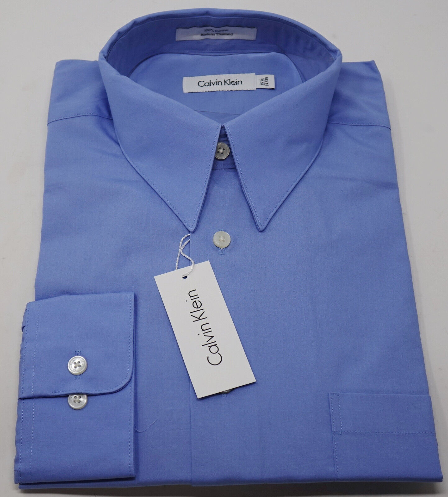 NEW Calvin Klein Men's Blue Button Up Dress Shirt Sz 15.5 - 34/35