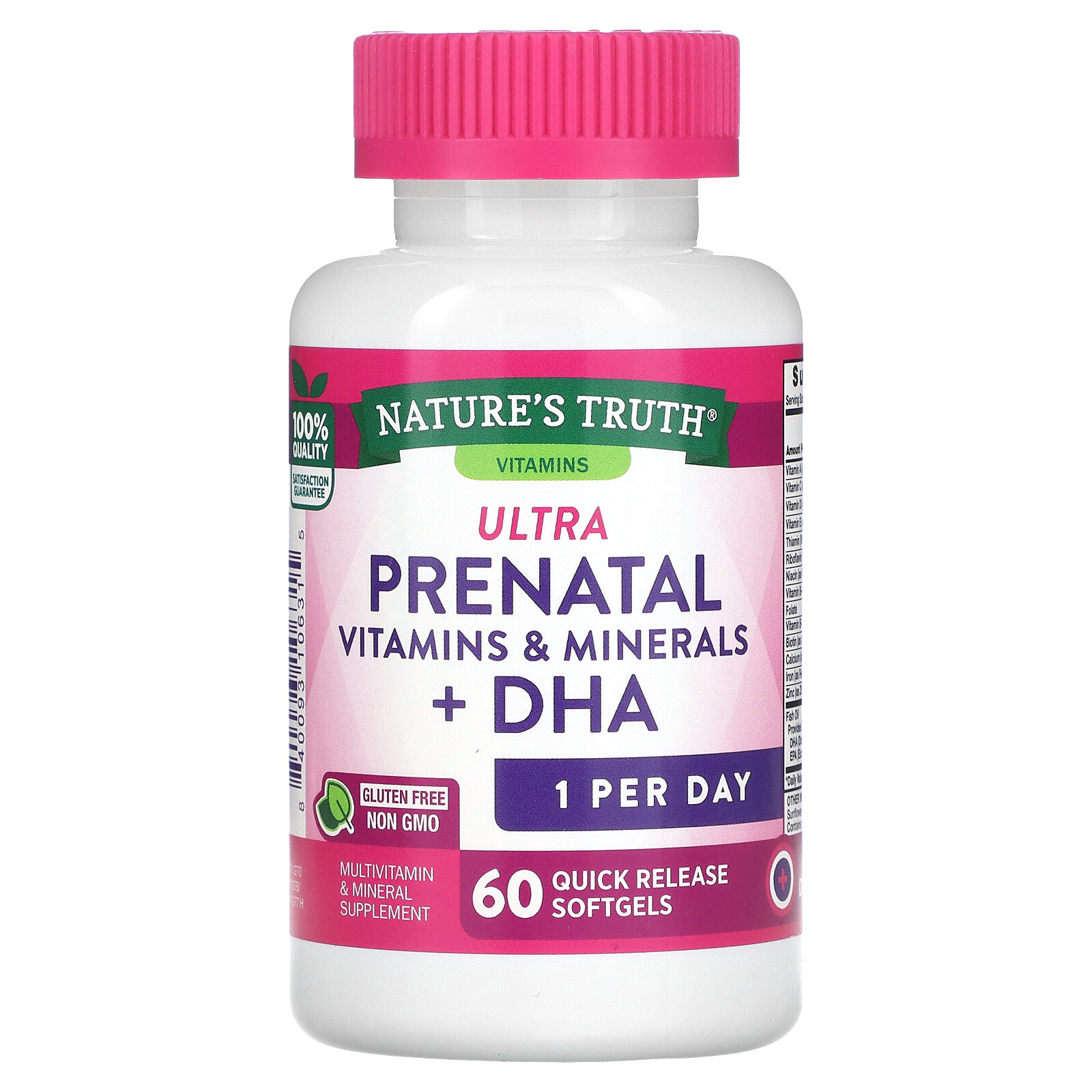 Ultra Prenatal Vitamins - Minerals + DHA, 60 мягких желатиновых капсул с быстрым высвобождением