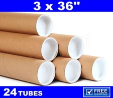 24 - 3 x 36" Kraft Tubes Poster Document Graphics Mailing Shipping Packing      