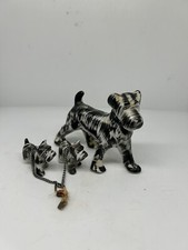 Estatuillas de perro de porcelana de colección Terrier mamá dos cachorros Japón como está