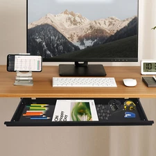 Slide Out Under Desk Keyboard Tray Pull Out Keyboard Drawer Shelf Space Saver