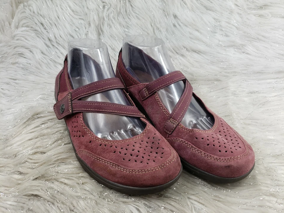 EARTH SPIRIT Gelron 红色皮革玛丽珍带平底鞋 9 码/40.5 码 — 第 2/4 张图片