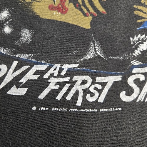 Vtg 1984 Scorpions World Tour T-Shirt L Love At First Sting Black Euro Band 80s - Picture 9 of 15