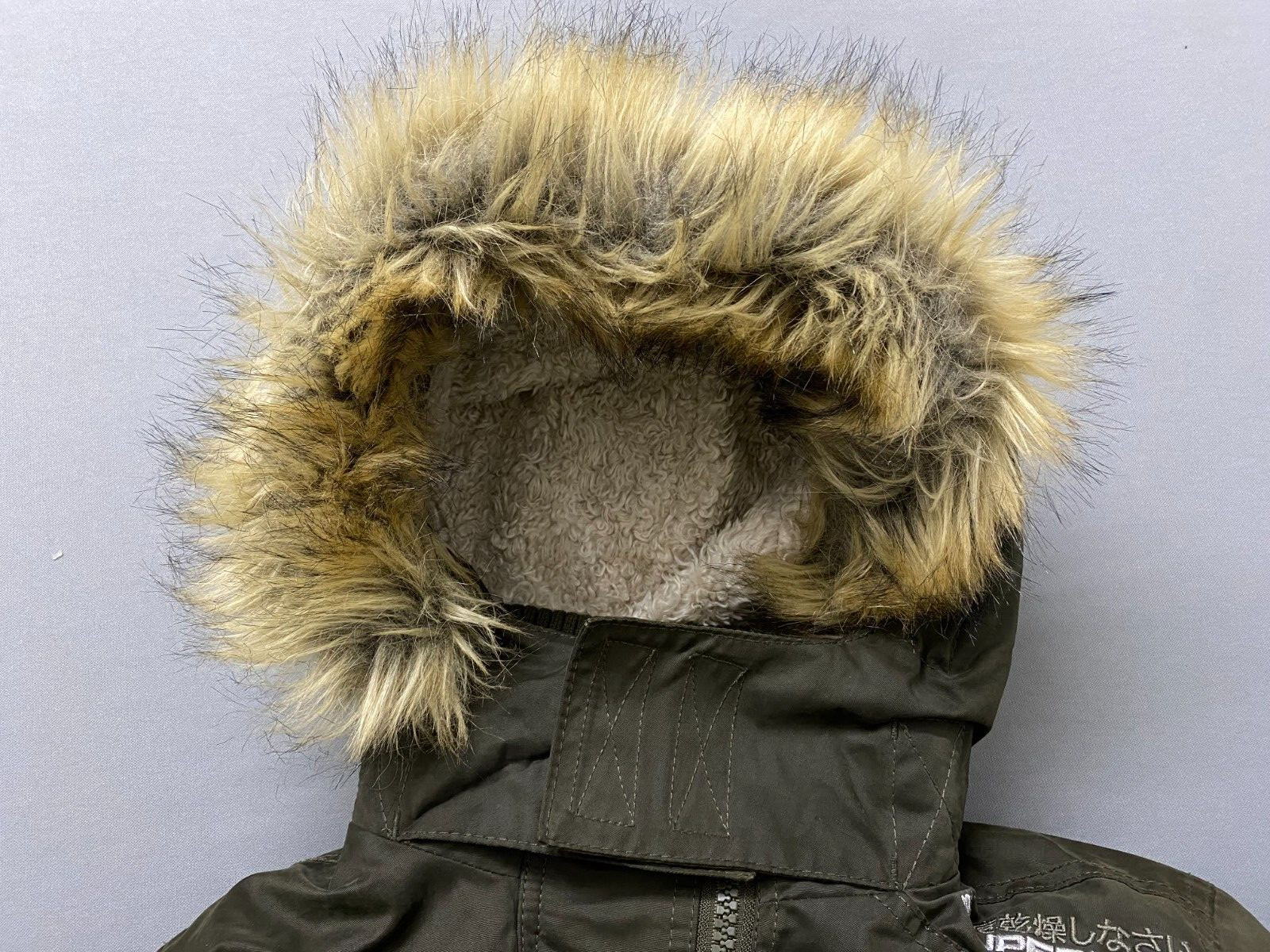 Superdry Microfibre The Windparka Green Parka Jacket Hooded Fleece Lined size M image 7