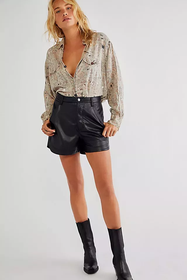 Free people leather best sale shorts