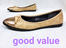 Foreverfolie Womens Flat Shoes UK Size 6.5 Pale Peach Colour Faux Leather...