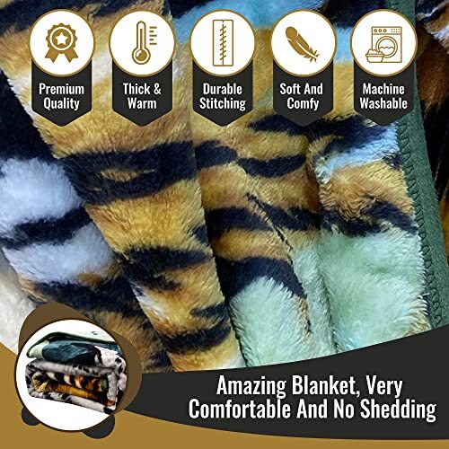 Tiger Blanket Queen Size, Thick Tiger Mexican Blanket - Winter Tiger Blankets - Picture 7 of 7