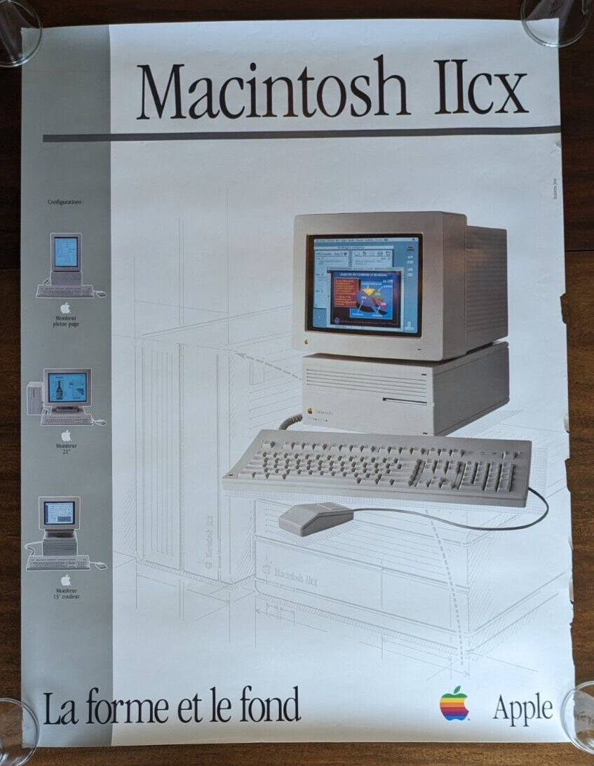 Apple Computer Poster Vintage Macintosh IIcx French Rare 31.25 x