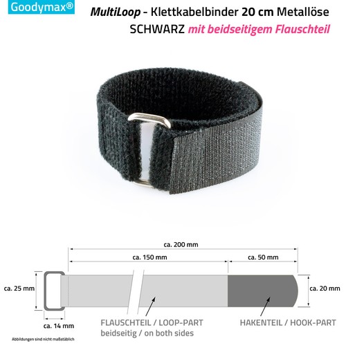 Multiloop Klettkabelbinder mit beidseitigen Flausch Universal Kabelbinder Klett - Bild 5 von 9
