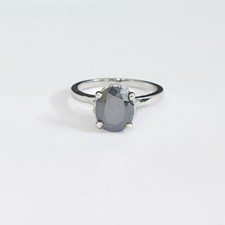 3 Ct Black Diamond Solitaire Oval Ring In 925 Sterling Silver AAA Certified