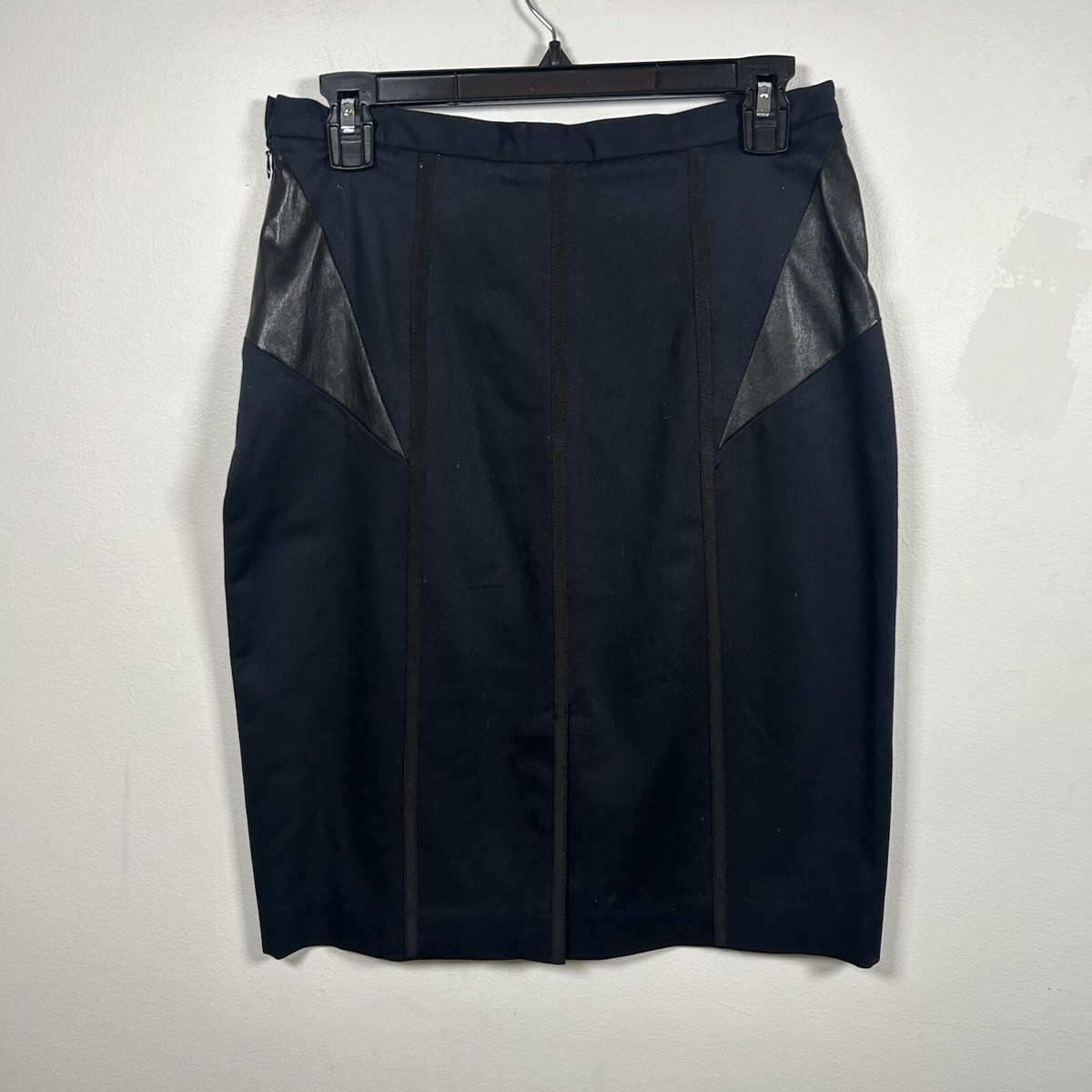 RAG BONE Leather Panel Pencil Skirt Navy Blue Black Size 29