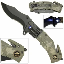POCKET Folding Blade KNIFE Tactical Survival Rescue Knife Open Assist LED Knife