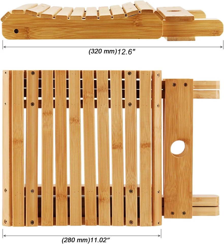 2 Pack 12 Inch Bamboo Folding Stool, Natural Shower Bench Toilet Stool - Image 3 of 4